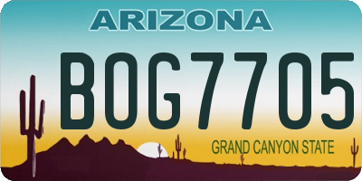 AZ license plate BOG7705