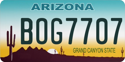 AZ license plate BOG7707