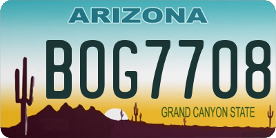 AZ license plate BOG7708