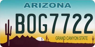 AZ license plate BOG7722