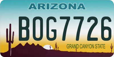 AZ license plate BOG7726