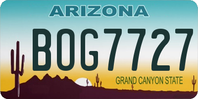 AZ license plate BOG7727