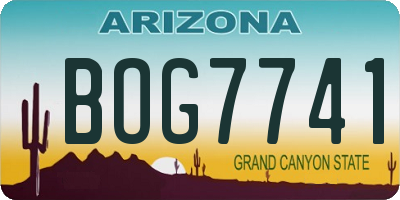 AZ license plate BOG7741