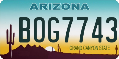 AZ license plate BOG7743
