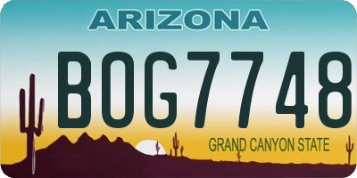 AZ license plate BOG7748