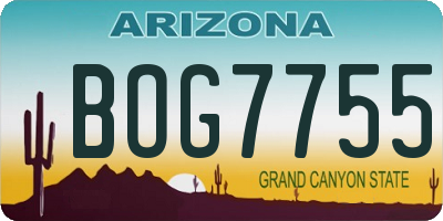 AZ license plate BOG7755