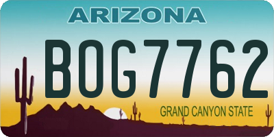 AZ license plate BOG7762