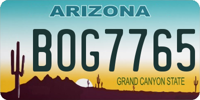 AZ license plate BOG7765