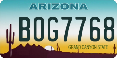 AZ license plate BOG7768