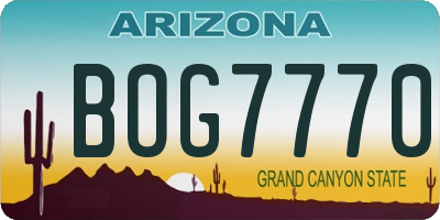 AZ license plate BOG7770