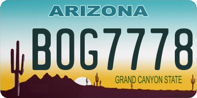 AZ license plate BOG7778