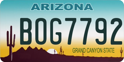 AZ license plate BOG7792