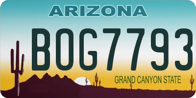 AZ license plate BOG7793