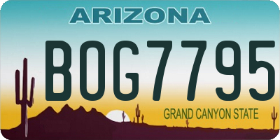 AZ license plate BOG7795