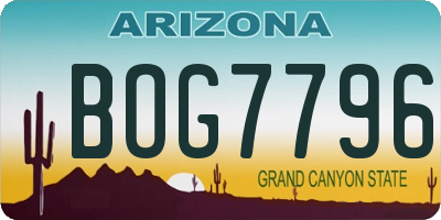 AZ license plate BOG7796