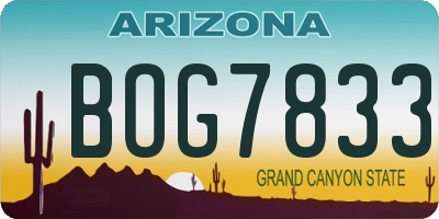 AZ license plate BOG7833
