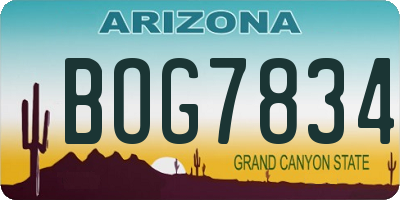 AZ license plate BOG7834