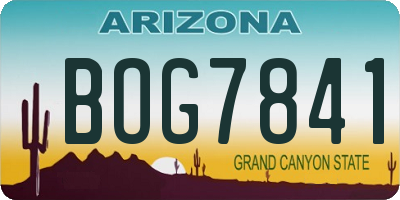 AZ license plate BOG7841
