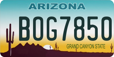 AZ license plate BOG7850