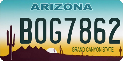 AZ license plate BOG7862