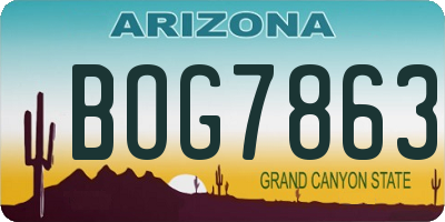 AZ license plate BOG7863