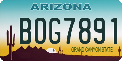 AZ license plate BOG7891