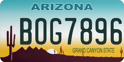 AZ license plate BOG7896