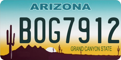 AZ license plate BOG7912