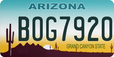 AZ license plate BOG7920