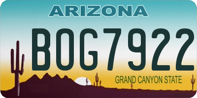 AZ license plate BOG7922