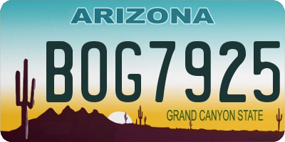 AZ license plate BOG7925