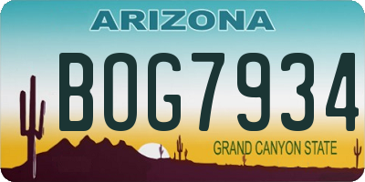 AZ license plate BOG7934