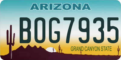 AZ license plate BOG7935