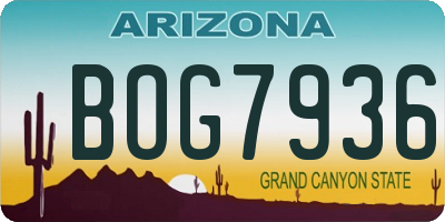 AZ license plate BOG7936