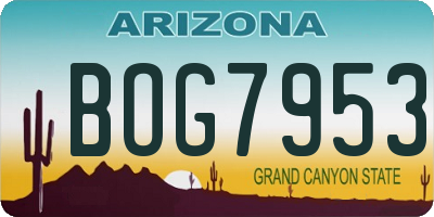 AZ license plate BOG7953