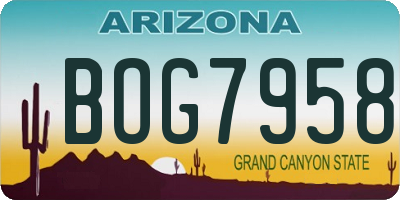 AZ license plate BOG7958