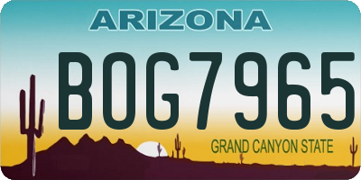 AZ license plate BOG7965