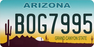 AZ license plate BOG7995