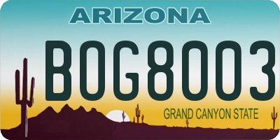 AZ license plate BOG8003