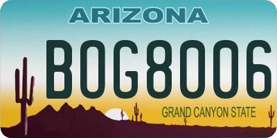 AZ license plate BOG8006