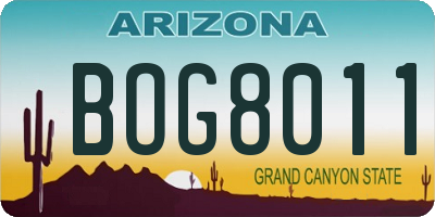 AZ license plate BOG8011