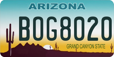 AZ license plate BOG8020