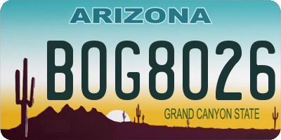 AZ license plate BOG8026