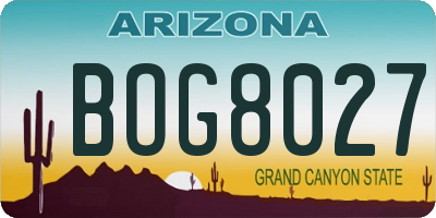AZ license plate BOG8027