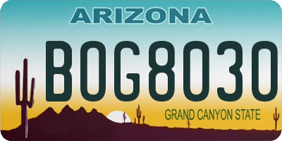 AZ license plate BOG8030