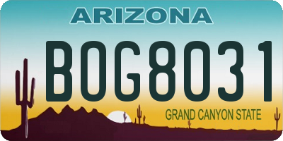 AZ license plate BOG8031