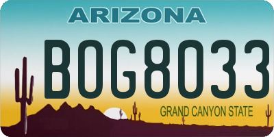 AZ license plate BOG8033
