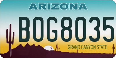 AZ license plate BOG8035