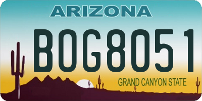 AZ license plate BOG8051
