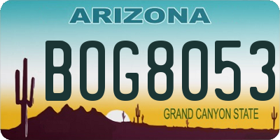 AZ license plate BOG8053